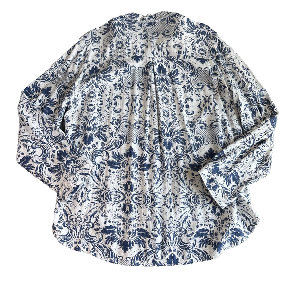 Big Dart Blue & White Patterned Button Down Longsleeve‎ Shirt - Size Large - Picture 4 of 8